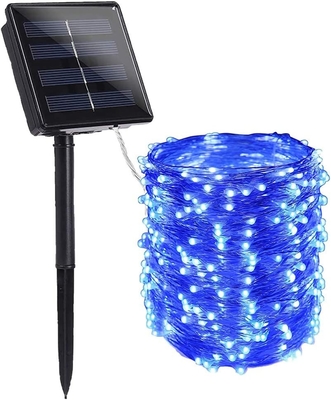 Blue Solar Powered String Lights 8 Modes Copper Wire Lights For Homes Decorations