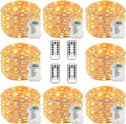 Battery Operated Waterproof Warm White 50 LED Fairy String Lights with Remote Control for Garden and Home Decoration