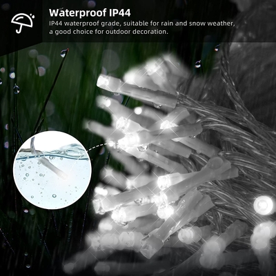 FCC IP44 Christmas String Lights Outdoor 8 Lighting Modes With Remote And Timer